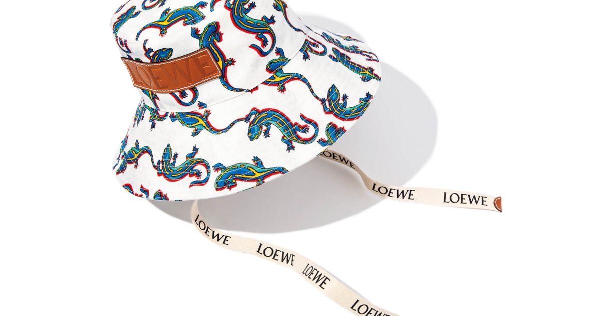 美品　LOEWE トカゲ柄　バケットハット57cm 2021年はトカゲ柄に注目！ロエベ×パウラズ イビザのコラボハット