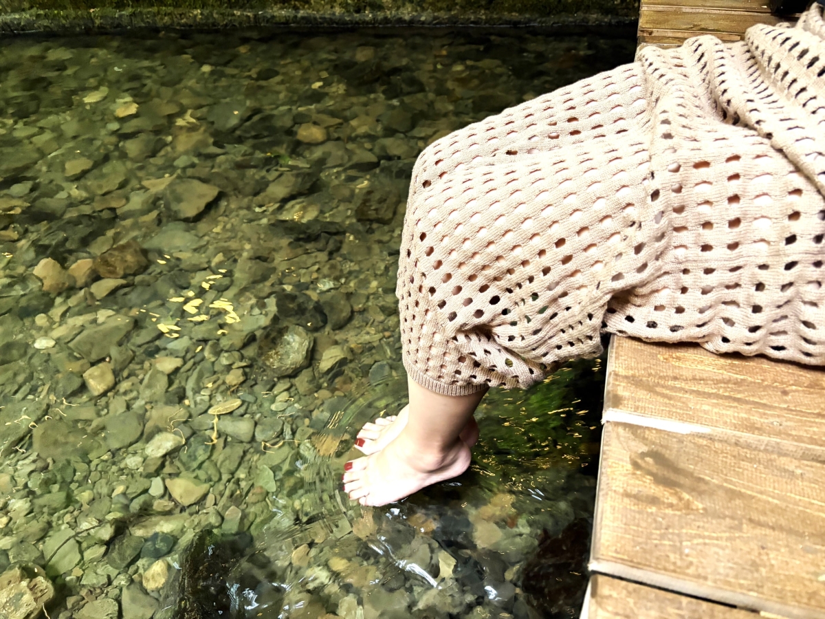 京都 貴船 川床 貴船きらく 水浴び